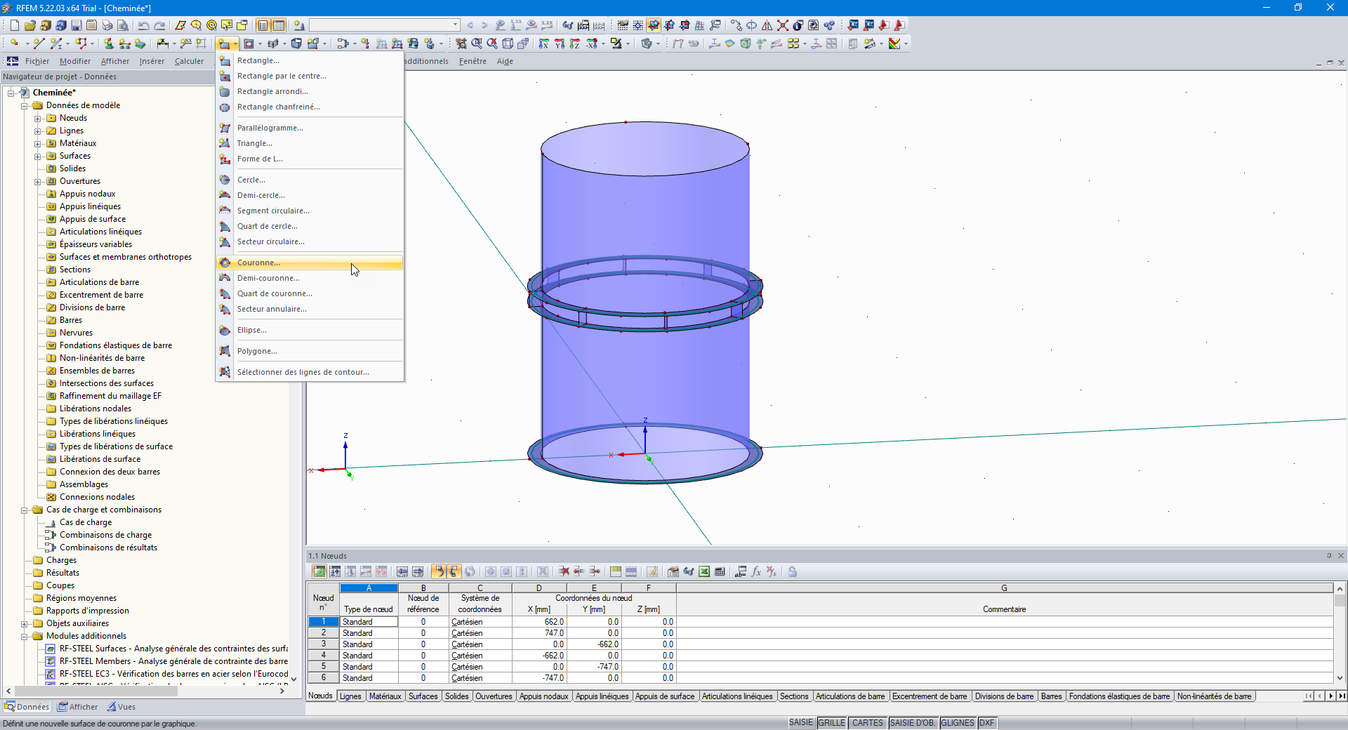 Création d’une surface annulaire plane