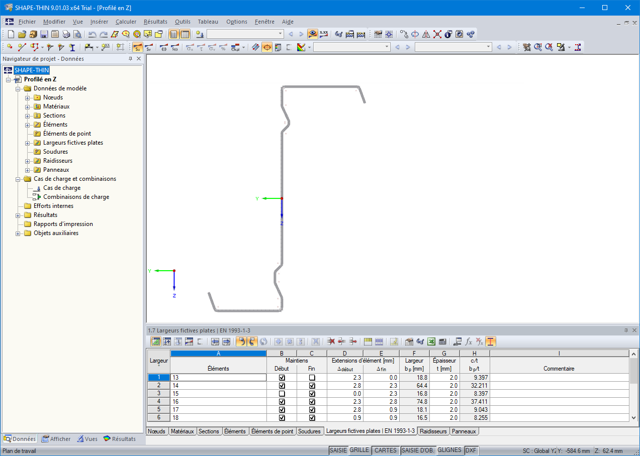 Tableau 1.7 Largeurs fictives plates | EN 1993-1-3