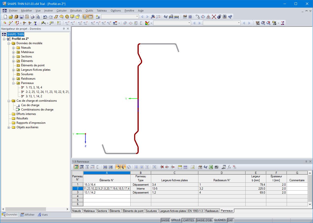 Tableau 1.9 Panneaux