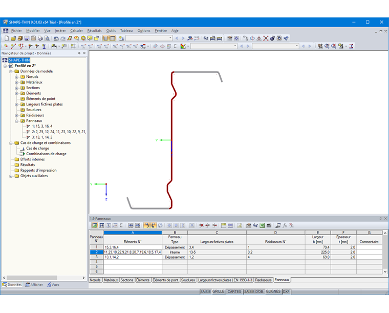 Tableau 1.9 Panneaux
