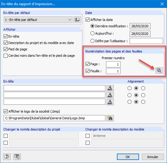 Numérotation de pages et de feuilles