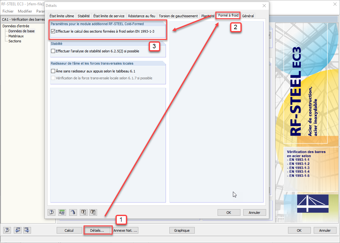 Activation de l’extension de module RF-/STEEL Cold-Formed Sections