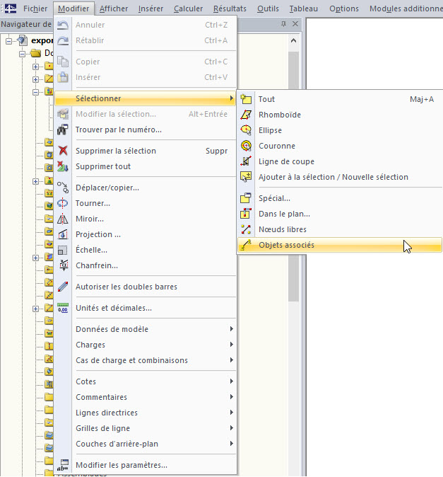 Sélectionner les objets associés