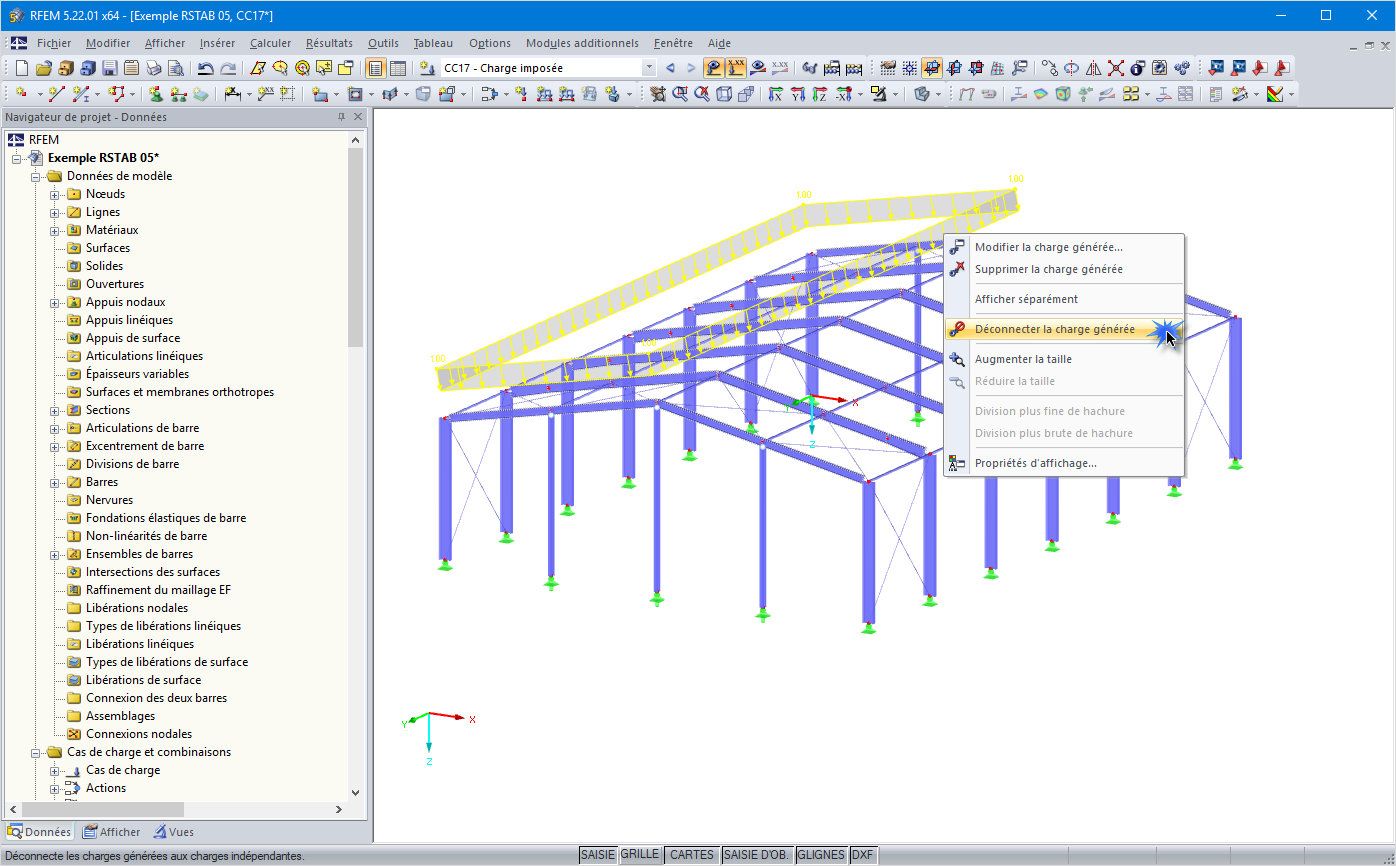 Déconnecter la charge générée