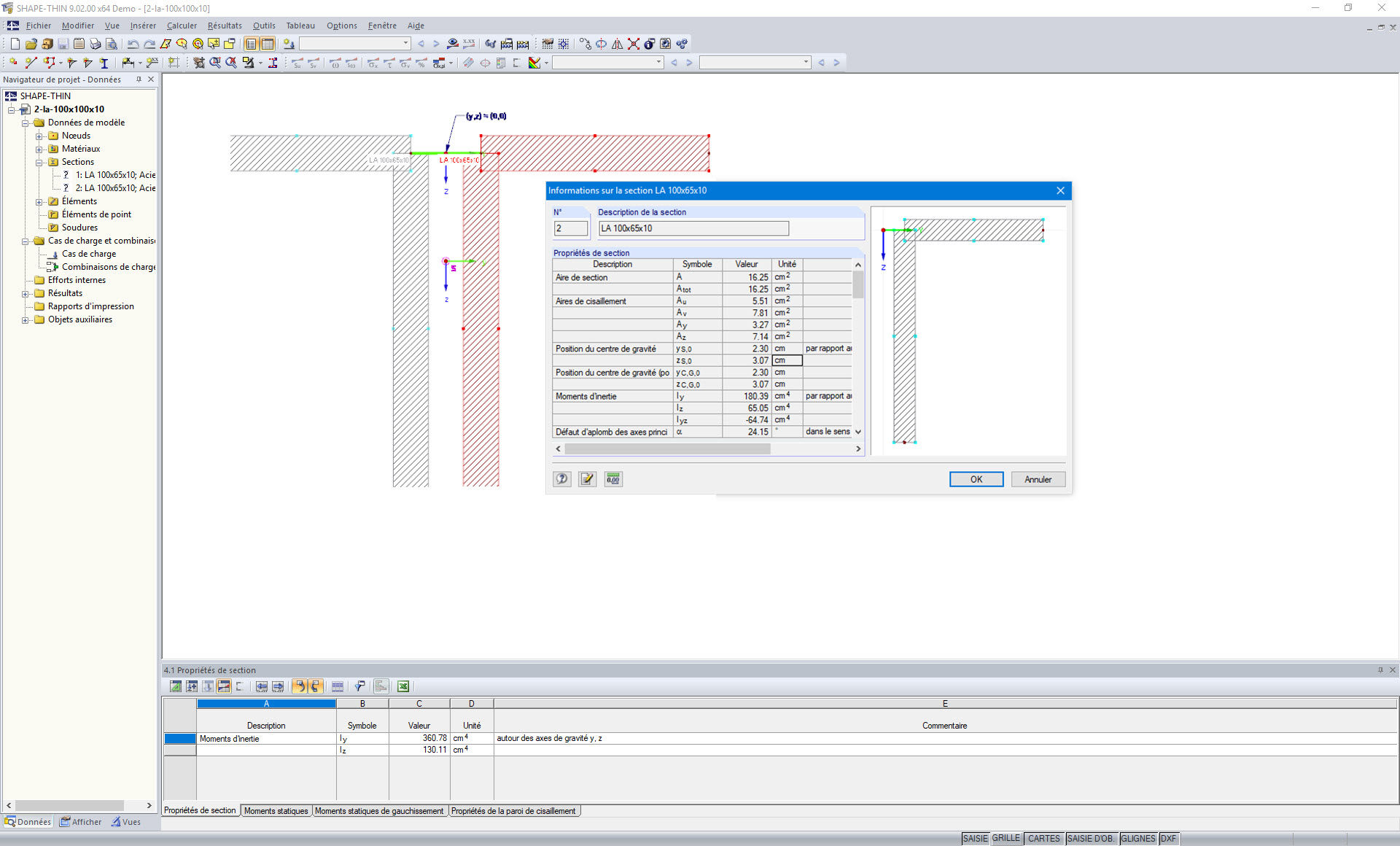 Section constituée de plusieurs composants connectés
