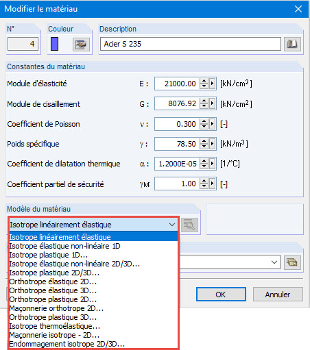 Modèles de matériau dans un environnement 2D