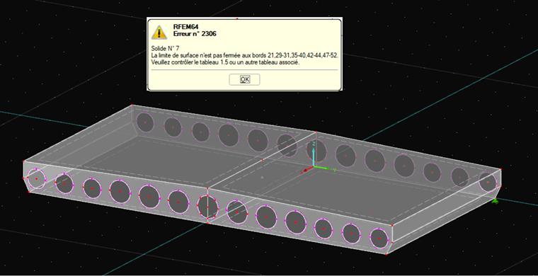 Message d'erreur lors de la génération du maillage EF du solide