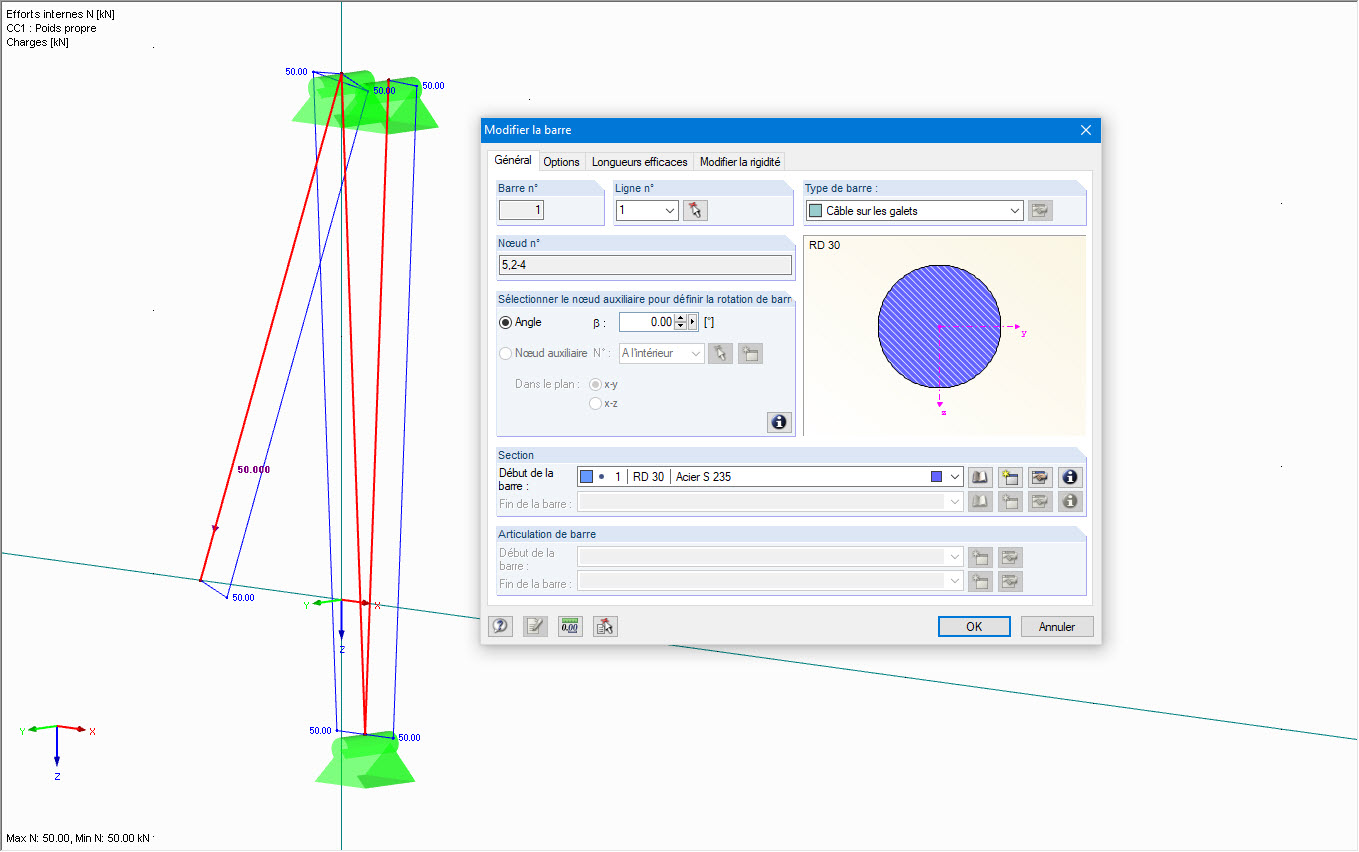 type de barre « Câble sur les galets »