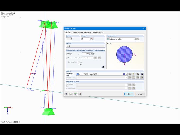 type de barre « Câble sur les galets »
