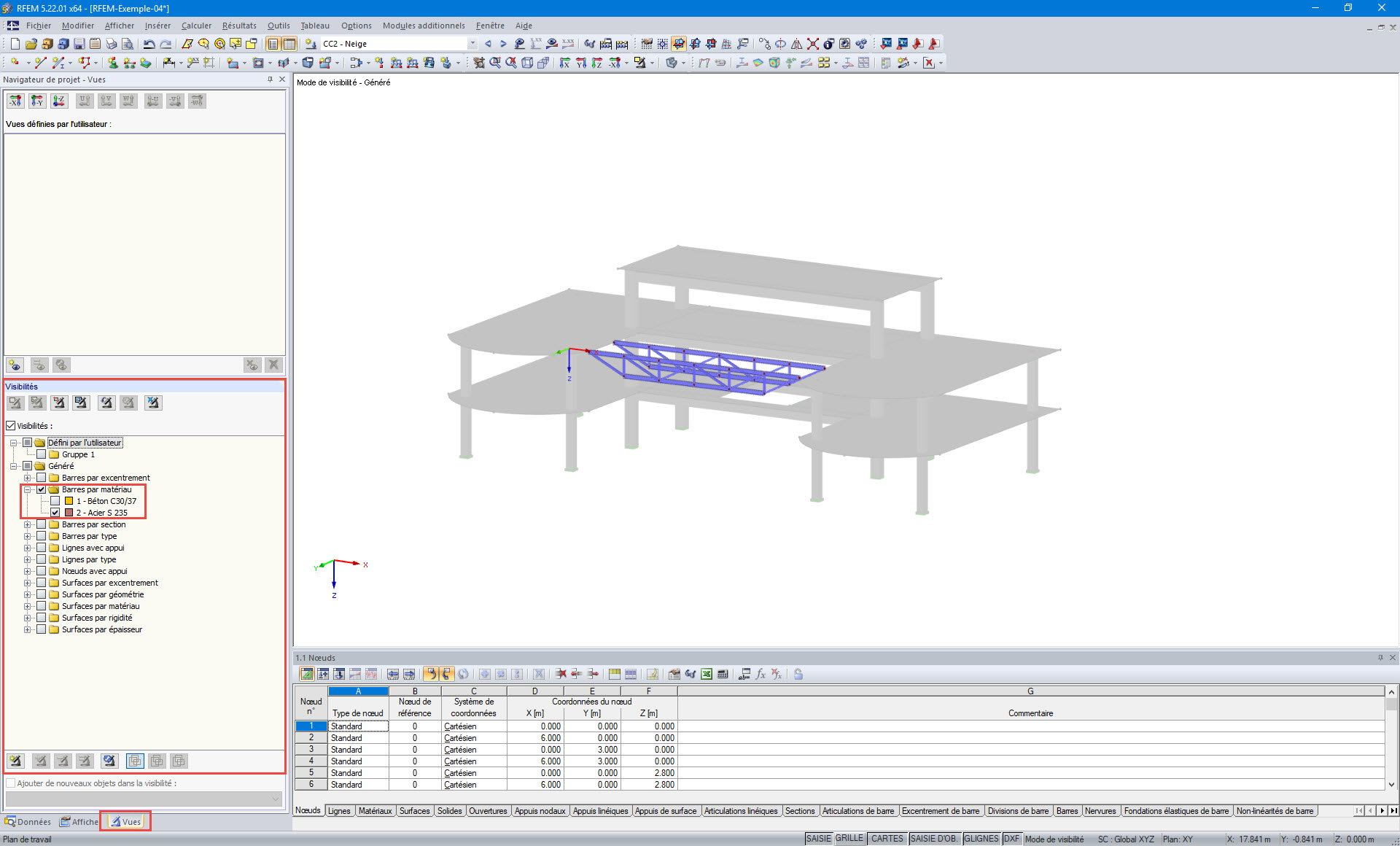 Visibilités dans le navigateur Vues