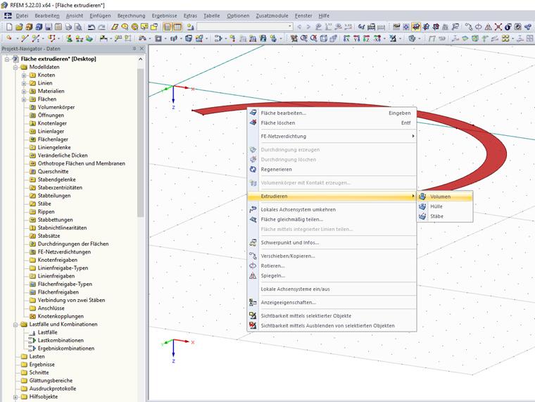 Menu contextuel de surface « Extruder → Solide »