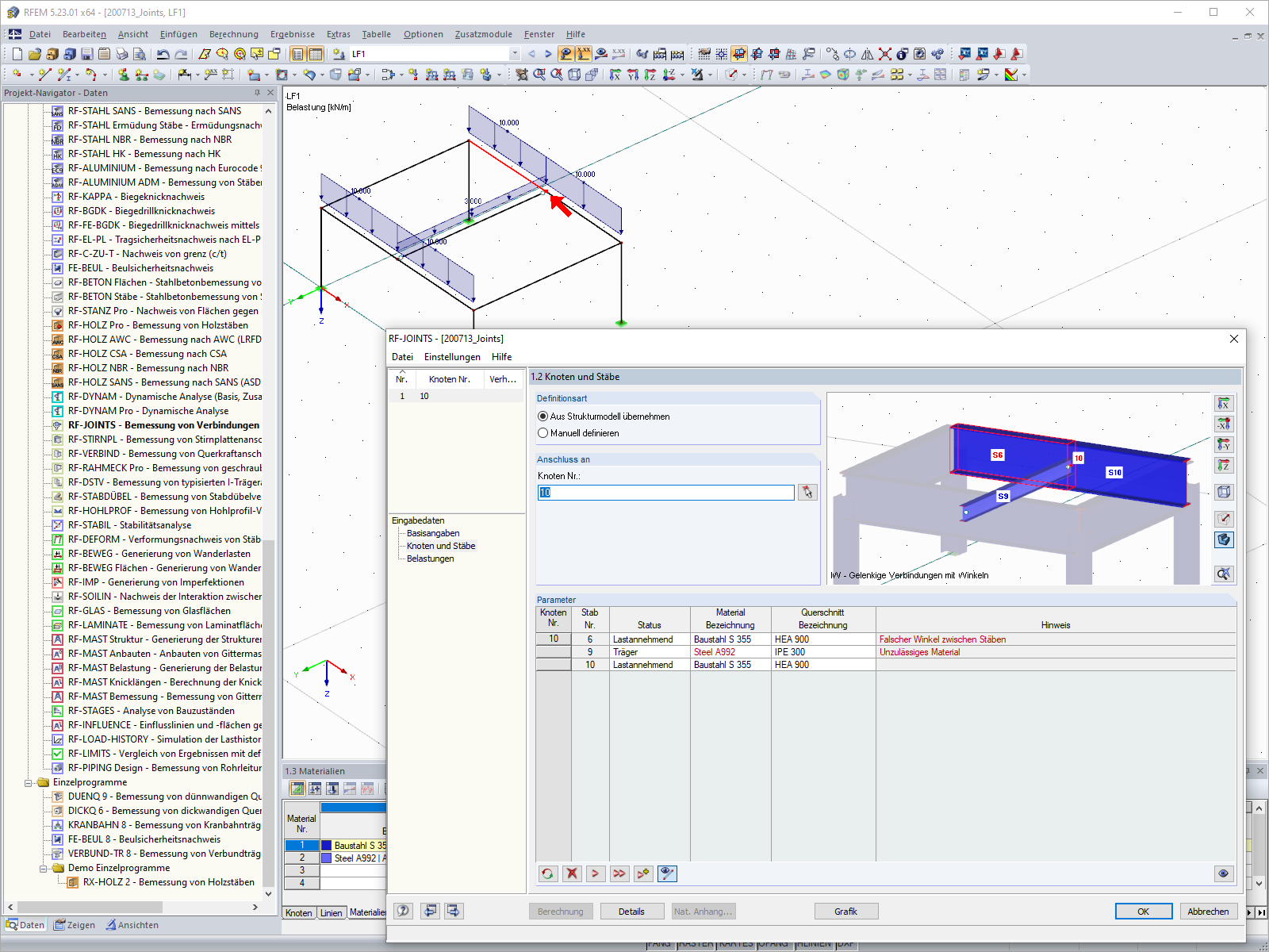Remarque dans RF-/JOINTS Steel DSTV