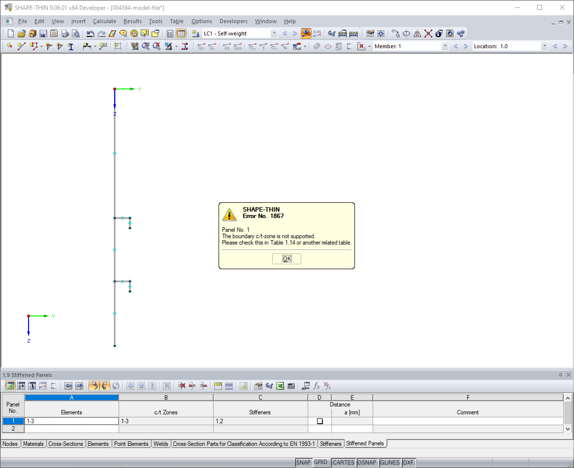 Message d'erreur « La zone de contour c/t n'est pas supportée. »
