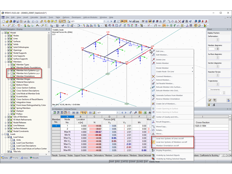 Activation des systèmes d’axes de barre locaux