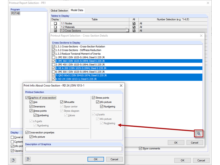 imprimer les informations sur la section
