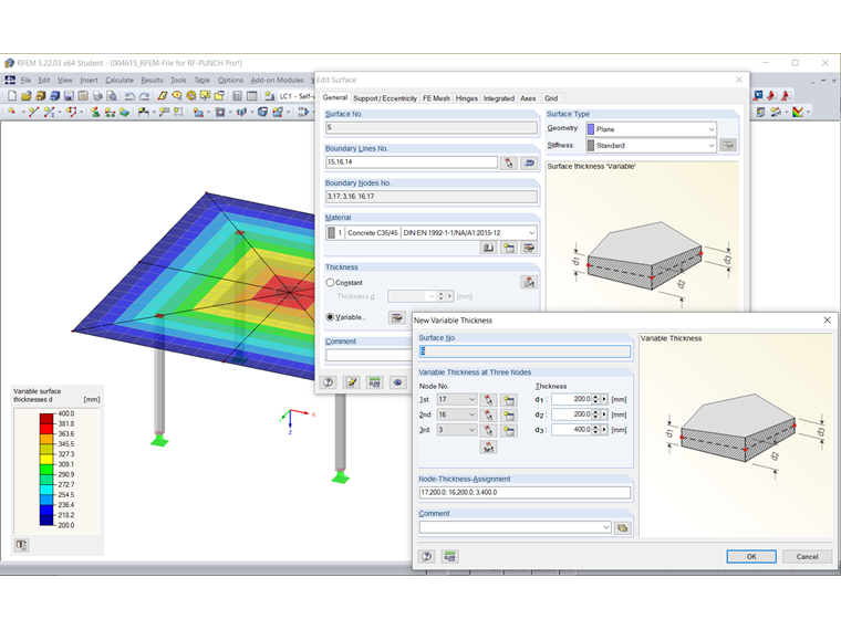 Surfaces à épaisseur variable
