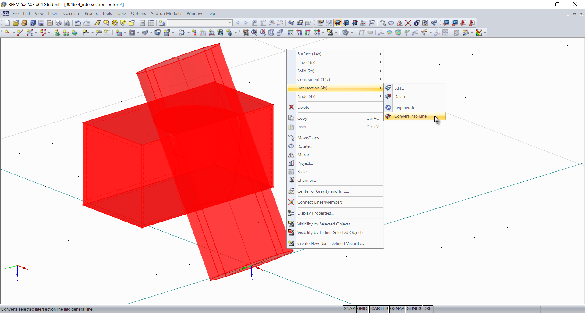 Convertir les intersections en lignes