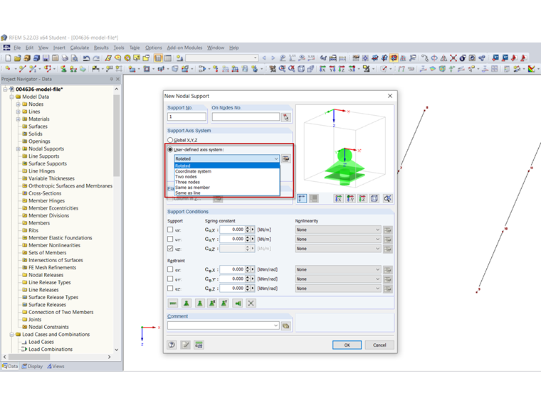 Systèmes d'axes pour les appuis