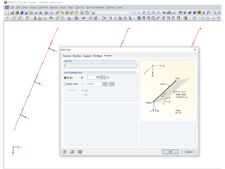 Modifier la ligne - Rotation