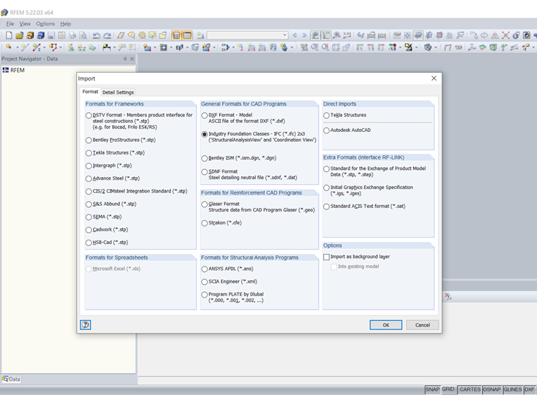 Formats d'importation RFEM