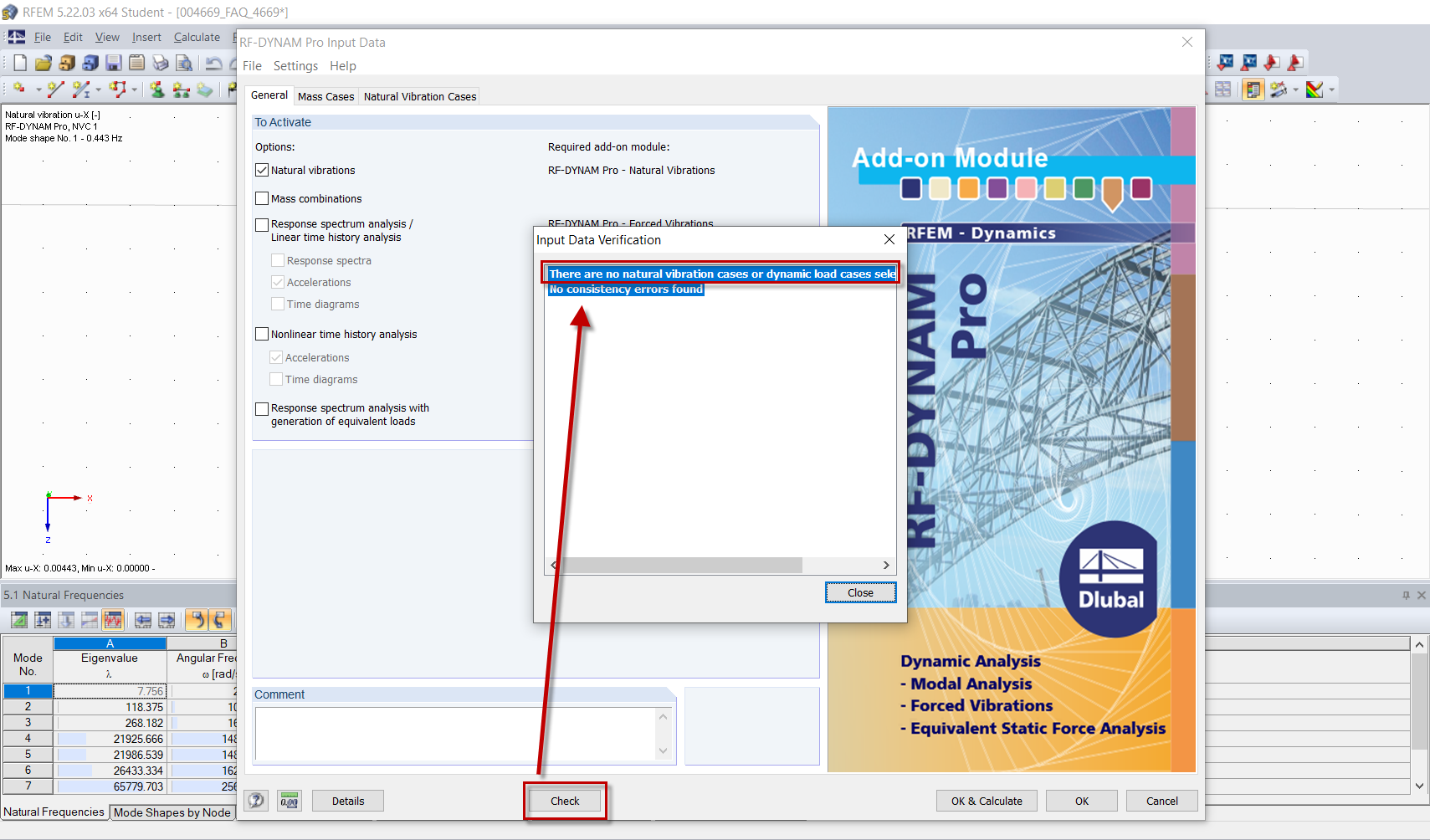 Message après vérification
