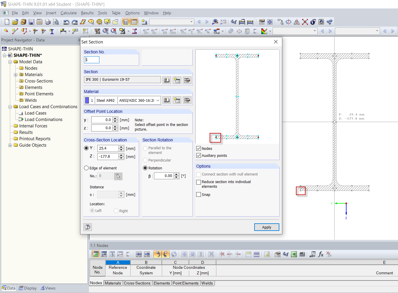 Point de décalage (marqué en rouge)