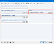 Boîte de dialogue Modifier la surface → Intégré