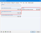 Boîte de dialogue Modifier la surface → Intégré