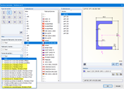 Liste de sélection de la forme de la section