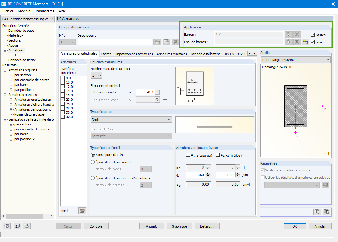 Calcul des ensembles de barres