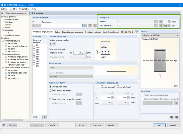 Calcul des ensembles de barres