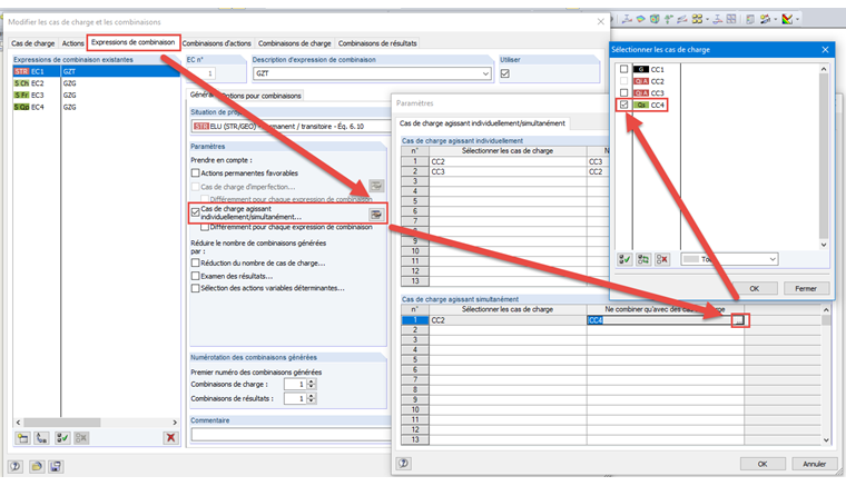 Expressions de combinaison et paramètres