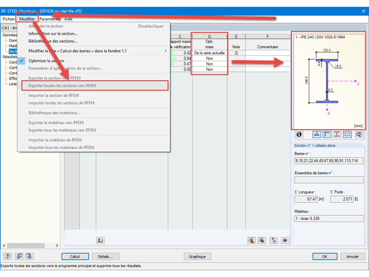 Optimiser une section