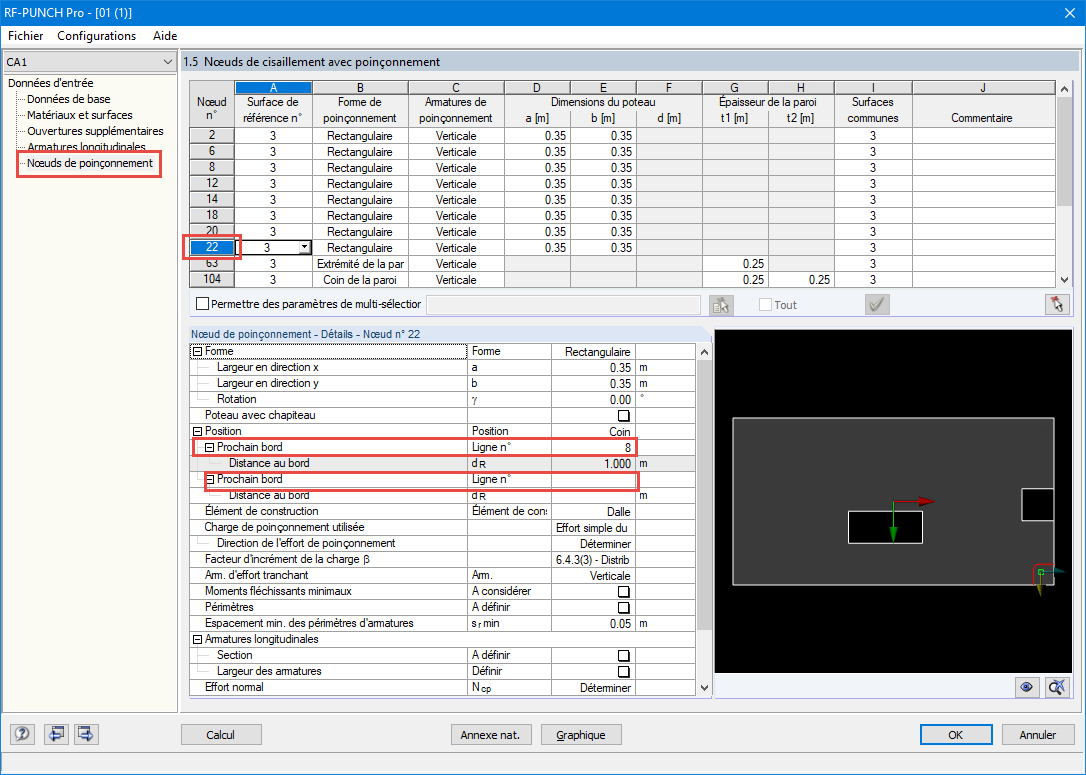 Réglage du bord de la surface