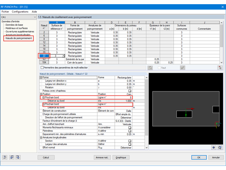 Réglage du bord de la surface