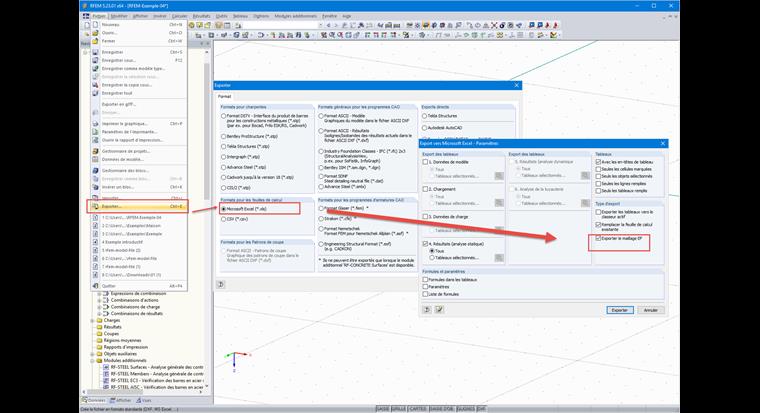 Exportation d’un maillage EF vers Excel