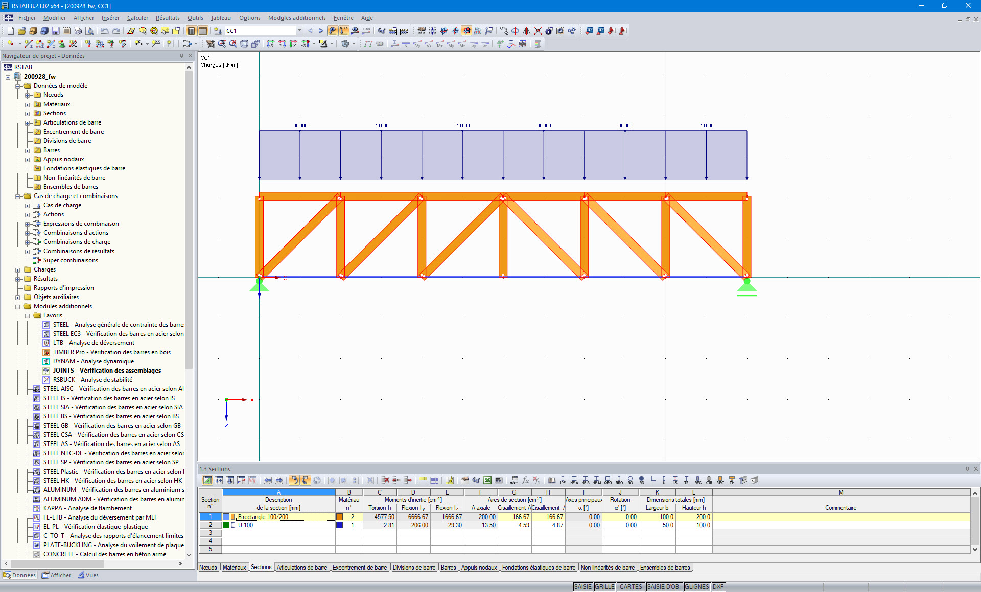 Treillis avec charges