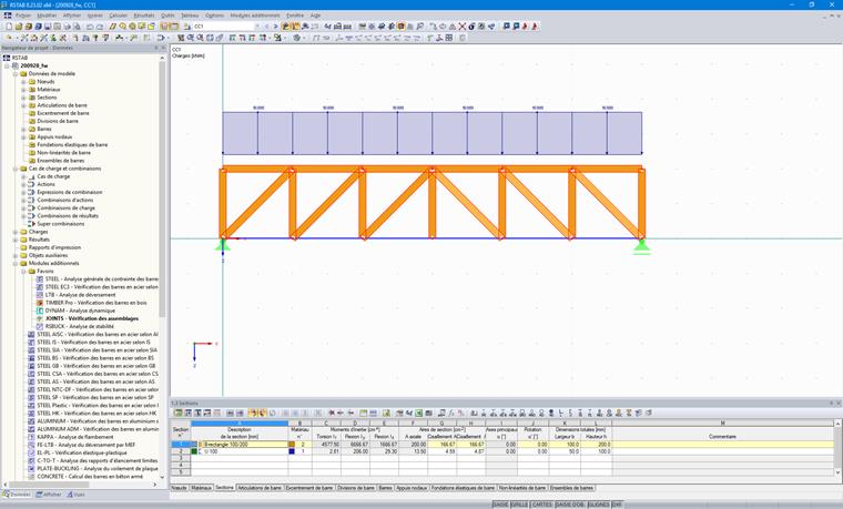 Treillis avec charges