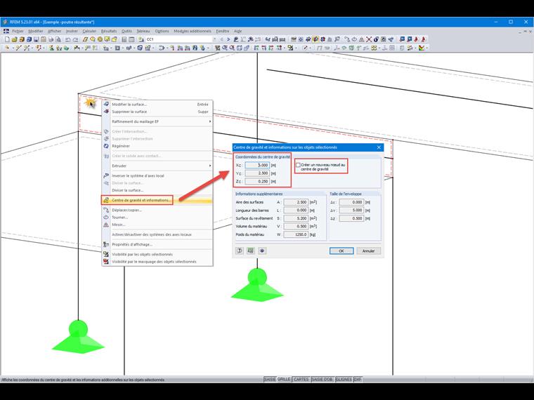 centre de gravité et informations