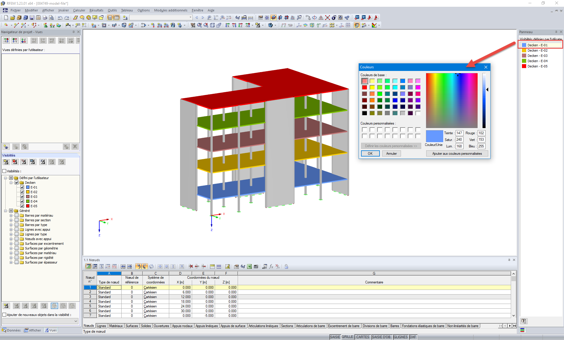 Modification des couleurs de l'écran via le Panneau
