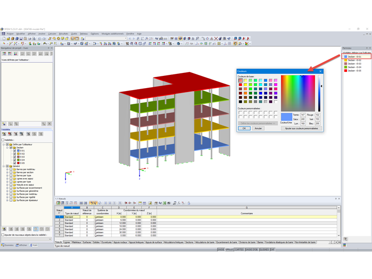 Modification des couleurs de l'écran via le Panneau