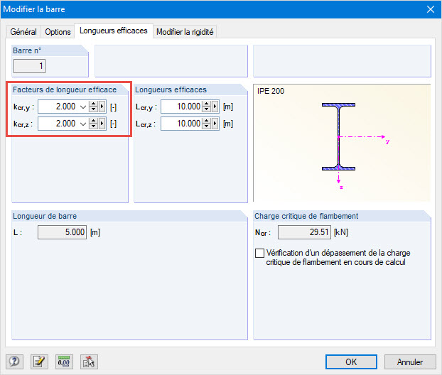 Ajustement des facteurs de longueur efficace