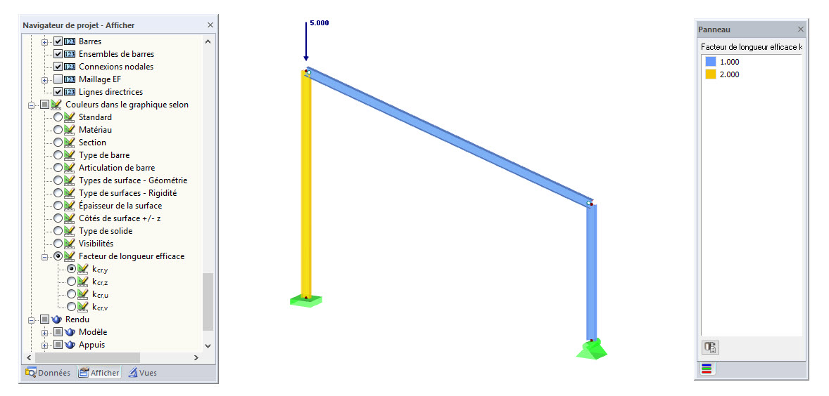 Couleurs dans le graphique selon le facteur de longueur efficace