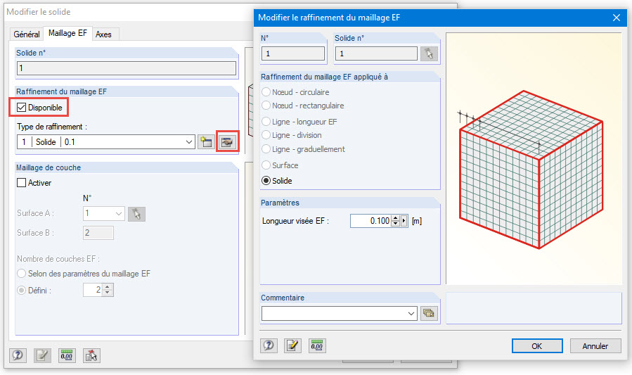 Raffinement du maillage EF