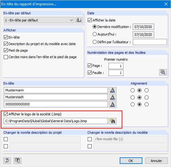 Chemin d’accès au logo de la société