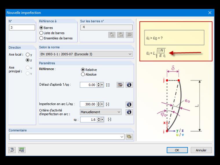 Option pour déterminer manuellement le coefficient de barre