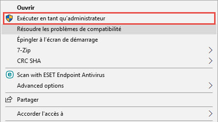 Exécuter en tant qu’administrateur