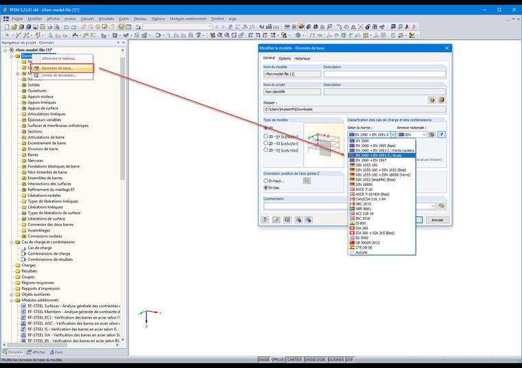 Données de base du modèle