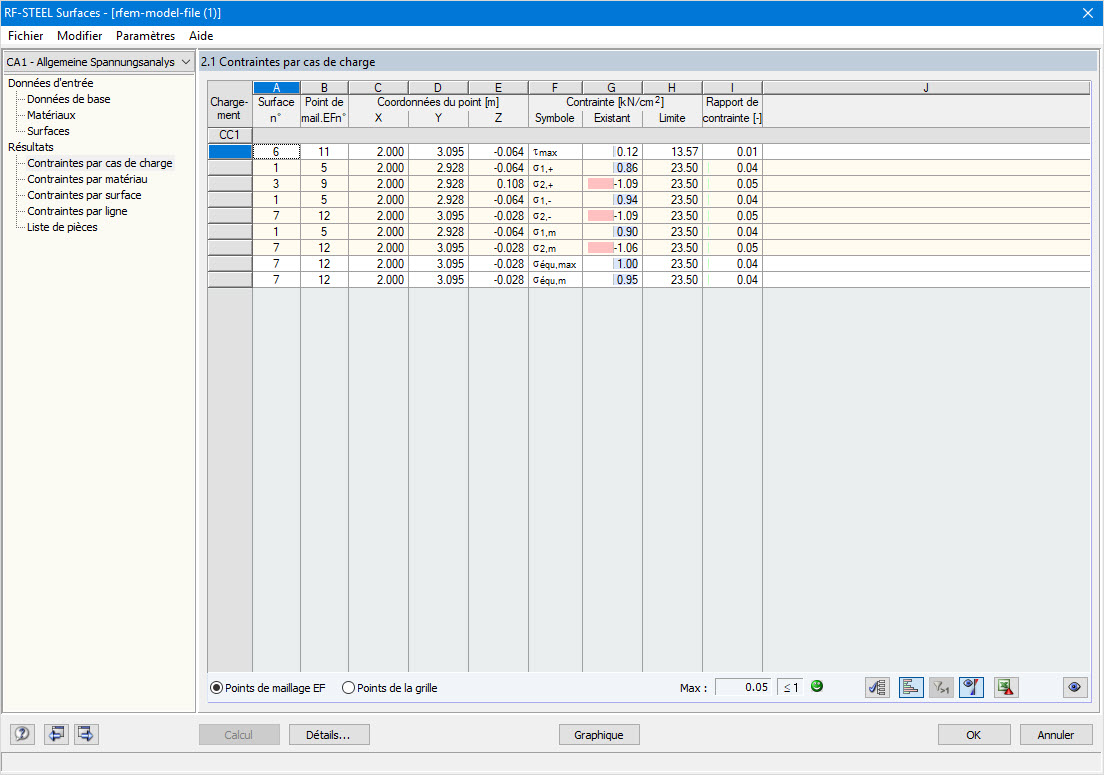 Analyse des contraintes avec RF-STEEL Surfaces