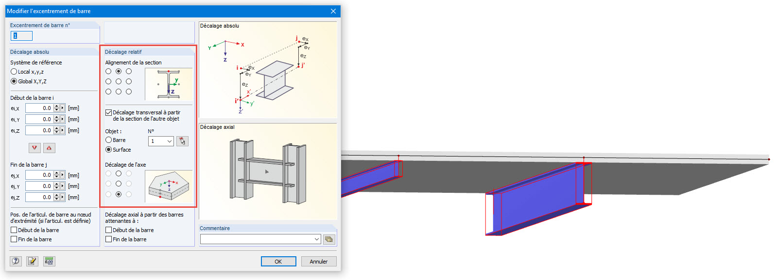Modifier l’excentrement de barre